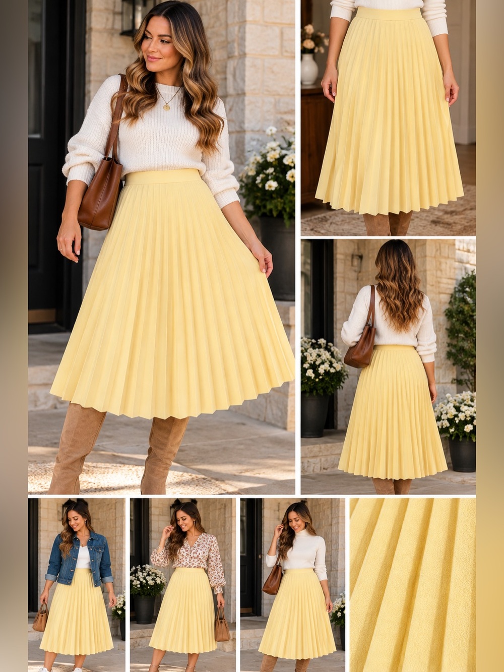 Vintage 1970’s Talbott Pleated Midi Skirt Butter Yellow Classic Preppy Style